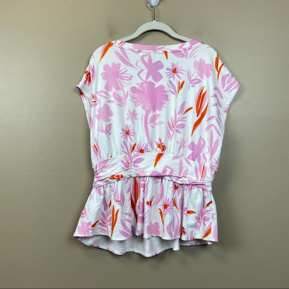 Anthropologie PoshMark pink belted floral top L - Picture 5 of 5